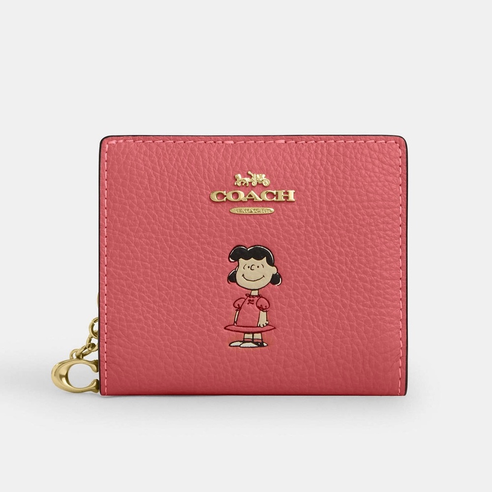 NWT Coach x Peanuts 2025 Snap Wallet Lucy CBN89 Snoopy 75th Anniversary Pink